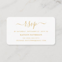 Moderne Gold & White Simple Script RSVP
