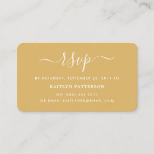 Moderne Gold & White Simple Script RSVP Informatiekaartje
