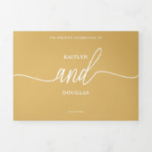 Moderne Gold & White Simple Script Wedding Suite Drieluik Uitnodiging (Cover)