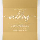 Moderne Gold & White Simple Script Wedding Suite Drieluik Uitnodiging (Binnenkant midden)