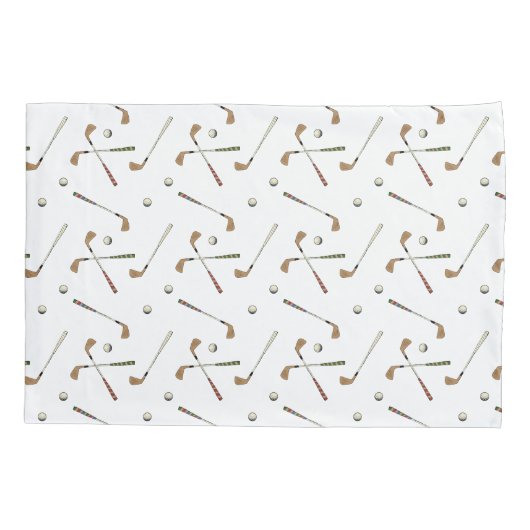 Moderne Golf Golfer Club Ball Pattern Wit Kussensloop (Achterkant-Links)