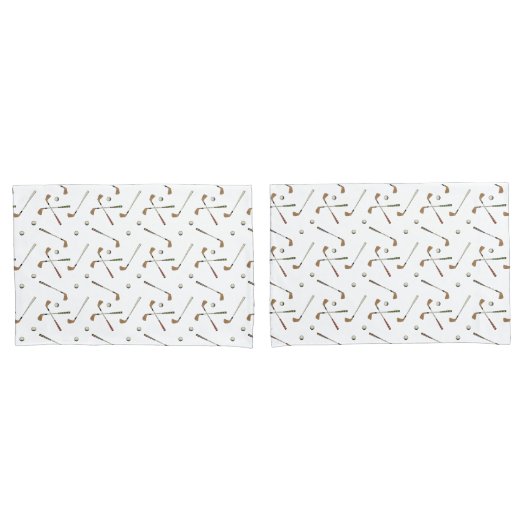 Moderne Golf Golfer Club Ball Pattern Wit Kussensloop (Voorkant-Set)
