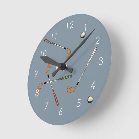 Moderne Golf Golfer Club Balpatroon Blauw Ronde Klok (Hoek)