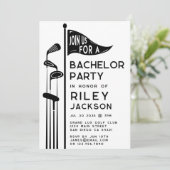 Moderne Golf Golfers Bachelor Party Zwart-wit Kaart (Staand voorkant)