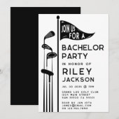 Moderne Golf Golfers Bachelor Party Zwart-wit Kaart (Voorkant / Achterkant)