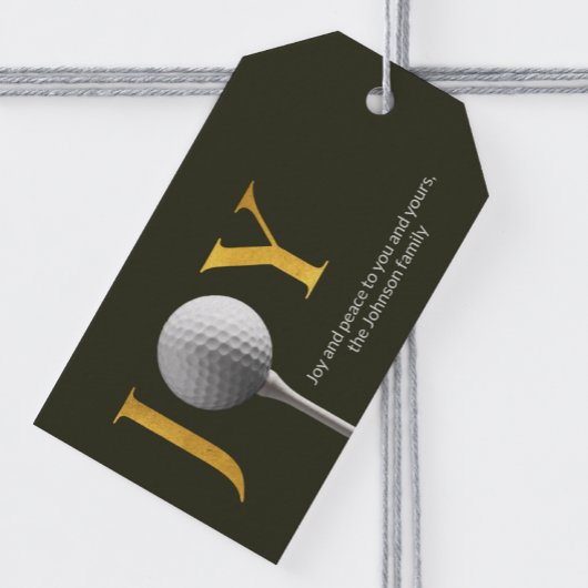 Moderne Golf Joy & Peace Donkergroene Kerst Cadeaulabel