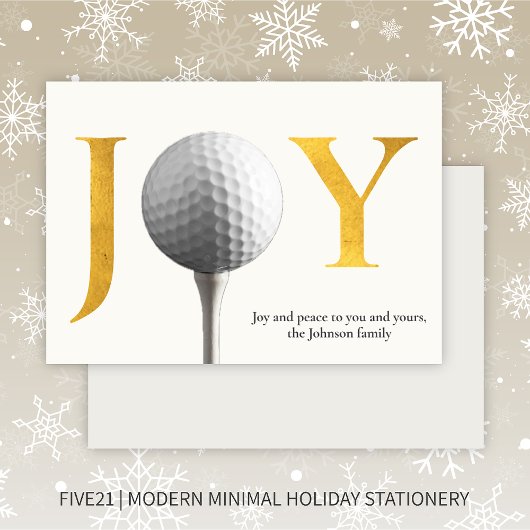 Moderne Golf Joy & Peace Kerstmis Feestdagenkaart