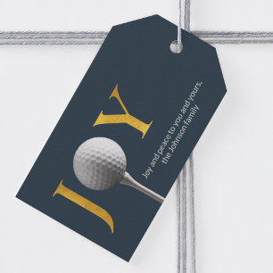 Moderne Golf Joy & Peace Navy Blue Christmas Cadeaulabel
