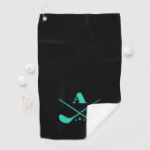 Moderne Golf Monogram Pro Golfer Sport Zwart Groen Golfhanddoek (Insitu)