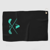Moderne Golf Monogram Pro Golfer Sport Zwart Groen Golfhanddoek (Horizontaal)