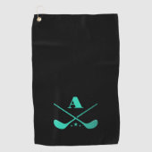 Moderne Golf Monogram Pro Golfer Sport Zwart Groen Golfhanddoek (Voorkant)