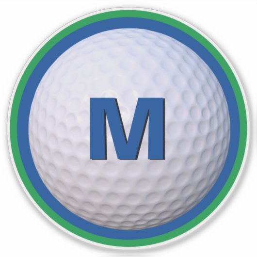 Moderne golfbal Personaliseer Monogram Letter Sticker (Voorkant)