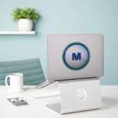 Moderne golfbal Personaliseer Monogram Letter Sticker (Laptop op bureau)
