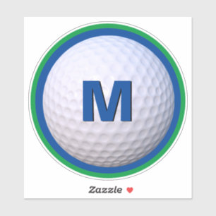 Moderne golfbal personaliseren met monogramletter sticker