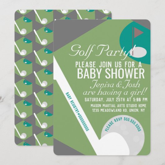 Moderne Golfbal Thema Jongens Baby Shower Groen Ma Kaart (Voorkant / Achterkant)