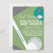 Moderne Golfbal Thema Jongens Baby Shower Groen Ma Kaart (Voorkant)