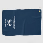 Moderne Golfer Monogrammed Initialen Fun Navy Blue Golfhanddoek (Horizontaal)