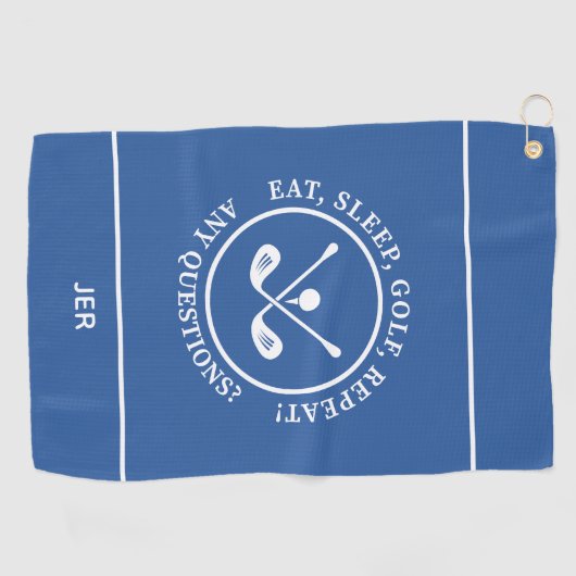 Moderne Golfer Pro sportuitrusting Monogram Blauw Golfhanddoek (Horizontaal)