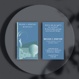 Moderne golfinstructeur golfen blauw visitekaartje