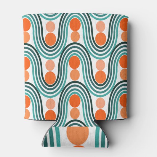 Moderne golven en cirkels van de middelbare eeuw blikjeskoeler (Achterkant)