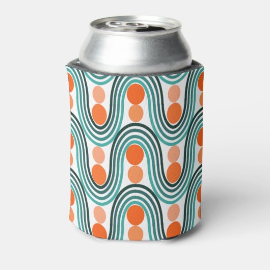 Moderne golven en cirkels van de middelbare eeuw blikjeskoeler (Blikje Achterkant)