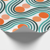 Moderne golven en cirkels van de middelbare eeuw cadeaupapier (Hoek)