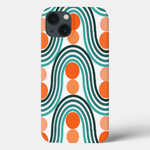 Moderne golven en cirkels van de middelbare eeuw iPhone 13 hoesje