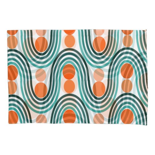 Moderne golven en cirkels van de middelbare eeuw kussensloop (Voorkant)