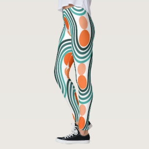 Moderne golven en cirkels van de middelbare eeuw leggings