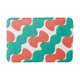 Moderne Golvende Diagonale Geometrische Turquoise  Badmat