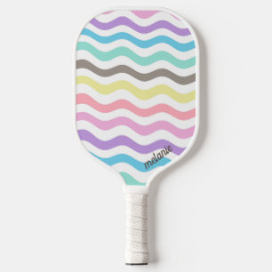 Moderne golvende lijnen Pastel Waves Monogram Pickleball Paddle