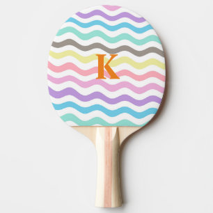 Moderne golvende lijnen Pastel Waves Monogram Tafeltennisbatje