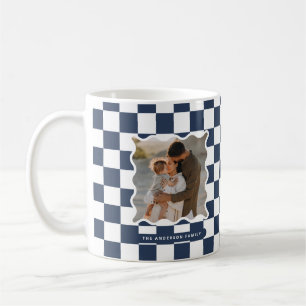 Moderne golvende rand check minimale kerstfoto koffiemok