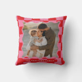 Moderne golvende rand check minimale kerstfoto kussen (Achterkant)