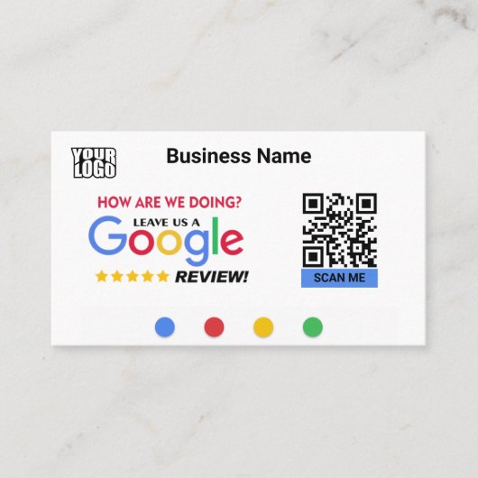 Moderne Google Review Kaart Sjabloon w / QR Code L Visitekaartje (Voorkant)