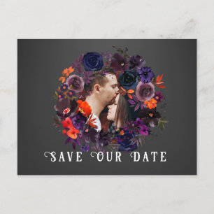 Moderne Gotische Bloemen Foto Bruiloft Save the Da Briefkaart