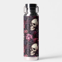 Moderne Gotische schedel roze bloem patroon