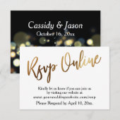 Moderne goud & Bokeh RSVP online informele handges (Voorkant / Achterkant)
