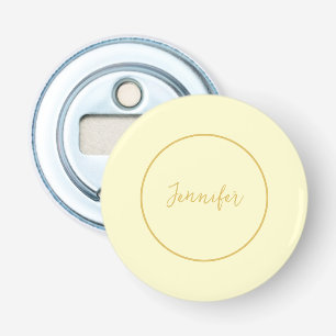 Moderne Goud & Cream Kleur Kalligrafie Duidelijk U Button Flesopener