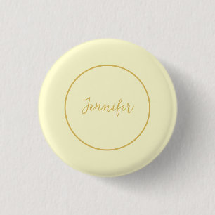 Moderne Goud & Cream Kleur Kalligrafie Duidelijk U Ronde Button 3,2 Cm