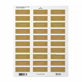 Moderne Goud Crème Schrift Etiket (Full Sheet)