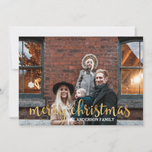 Moderne goud glitter familie foto kerstkaart