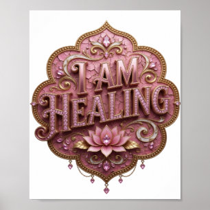 Moderne Goud I AM HEALING 3D Tekst Kunst Poster