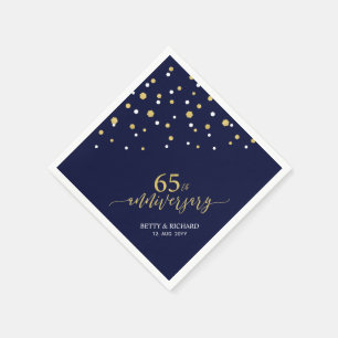 Moderne goud & marine 65e jubileumfeest servetten