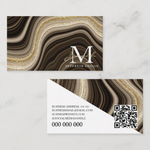 Moderne Goud Marmer Abstracte Golf Interieurontwer Visitekaartje