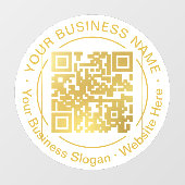 Moderne goud QR-code bedrijfsnaam slogan rond Raamsticker (Vel)