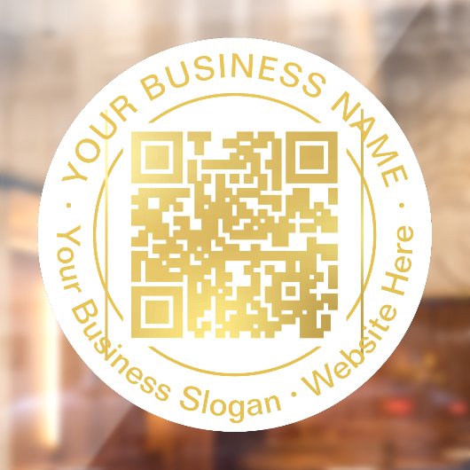 Moderne goud QR-code bedrijfsnaam slogan rond Raamsticker (Vel 2)
