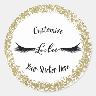 Moderne Goud Verfstreek Glamour Make-up Wimpers Ronde Sticker