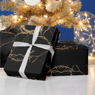 Moderne goud & zwart marmer Minimalistische luxe Cadeaupapier