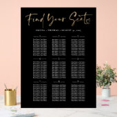 Moderne Goud & Zwart Trouwstoel Grafiek Acryl Bord (Huwelijk)